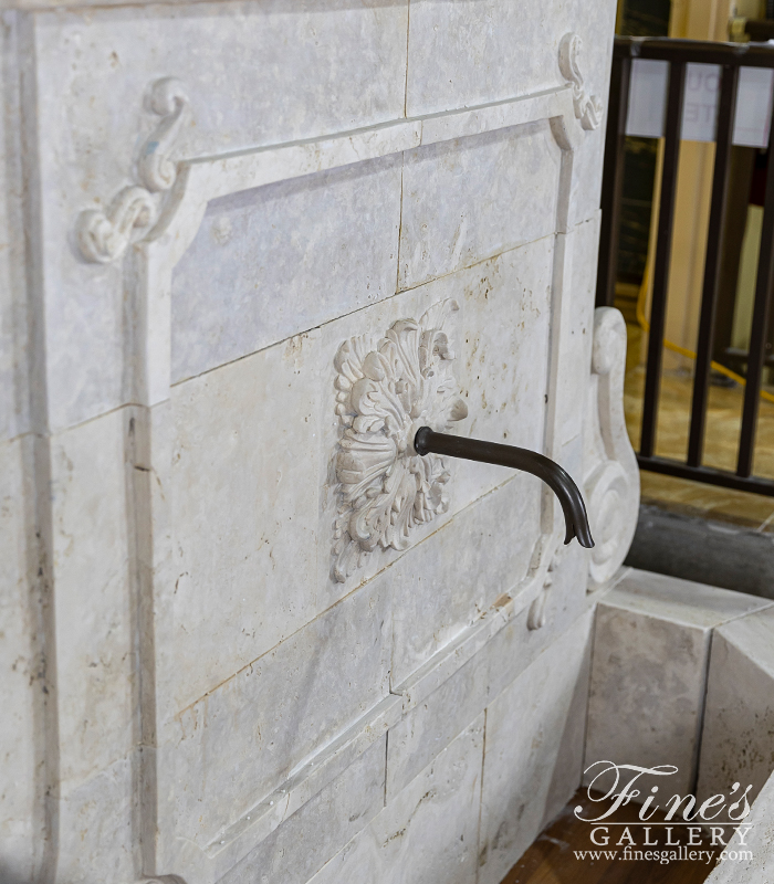 Marble Fountains  - French Country Style Estate Wall Fountain In Italian Quarried Roman Travertine - MF-2348